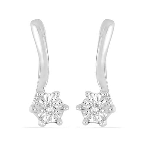 0.016 CT G-H, i2-i3 WHITE DIAMOND DOUBLE CUT STERLING SILVER EARRINGS WITH MAGICAL TIKLI SETTING #VE017302